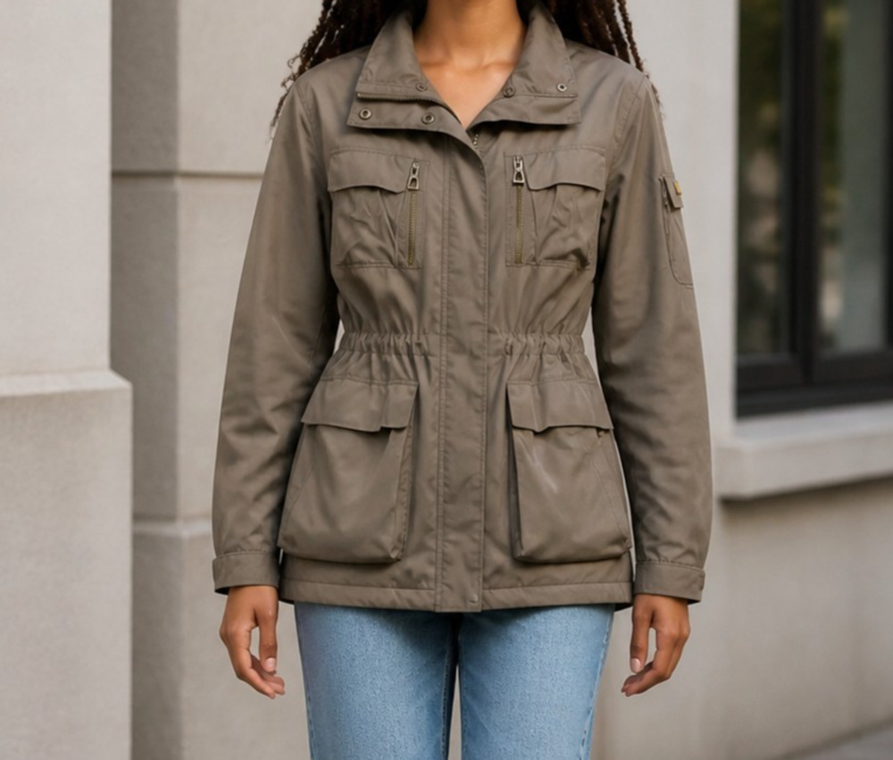 Hawke & Co Women’s Size M Utility Parka Jacket Army Green Lightweight Drawstring